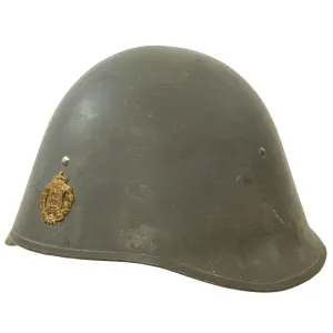 Original Danish WWI Model 1923 Steel Army Helmet Complete With Badge