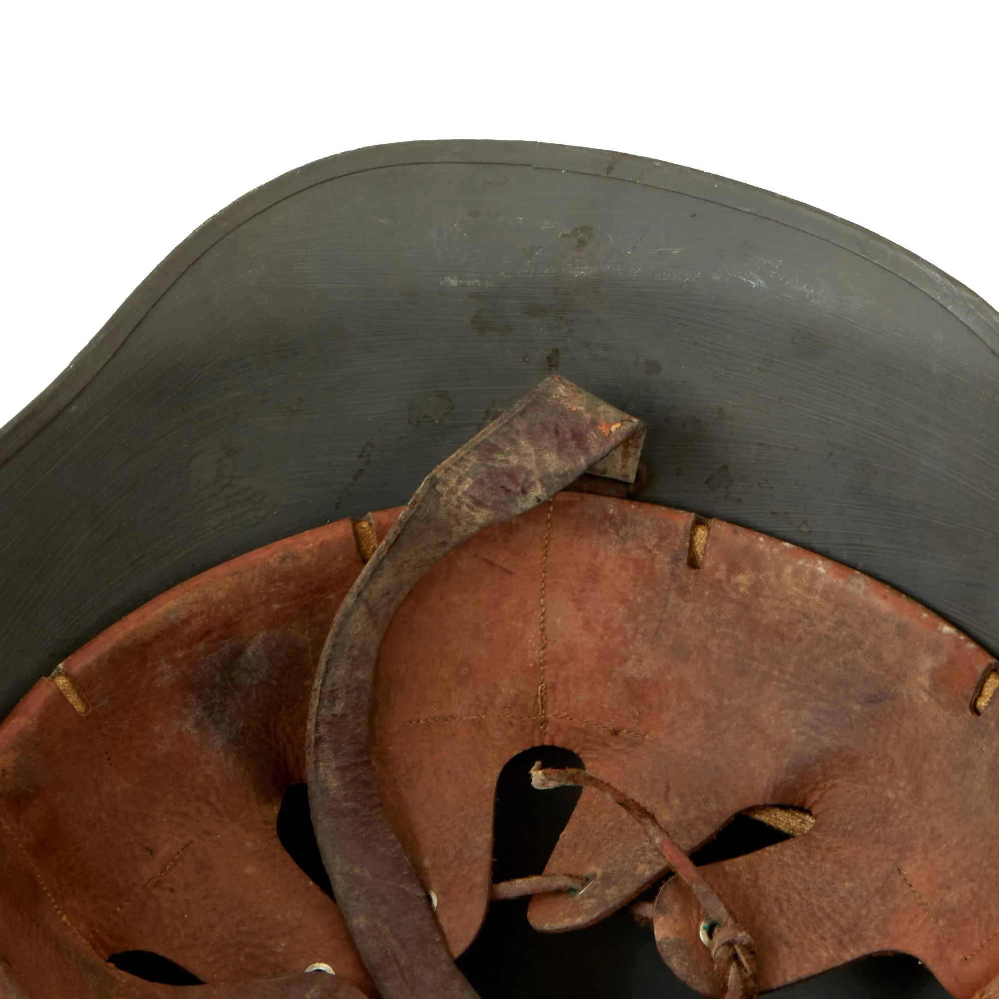 Original Danish WWI Model 1923 Steel Army Helmet Complete With Badge