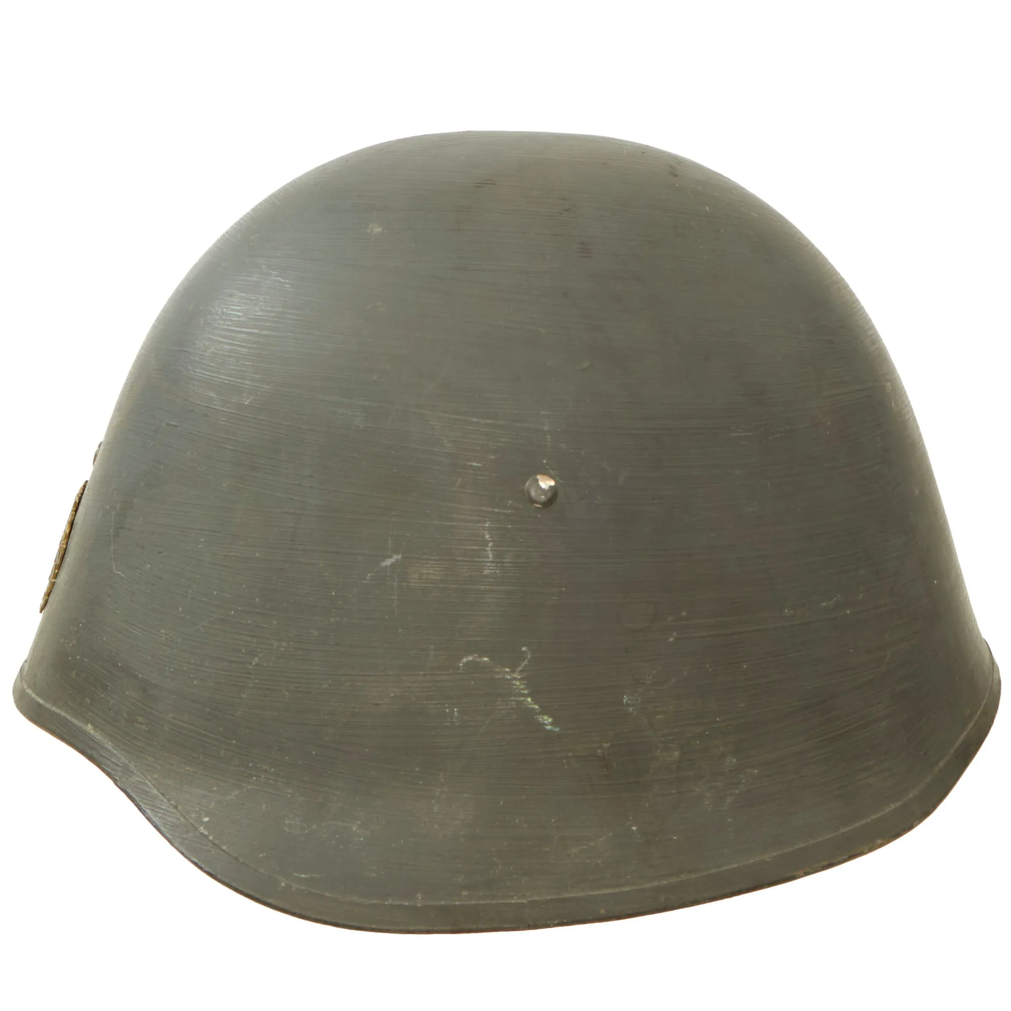 Original Danish WWI Model 1923 Steel Army Helmet Complete With Badge