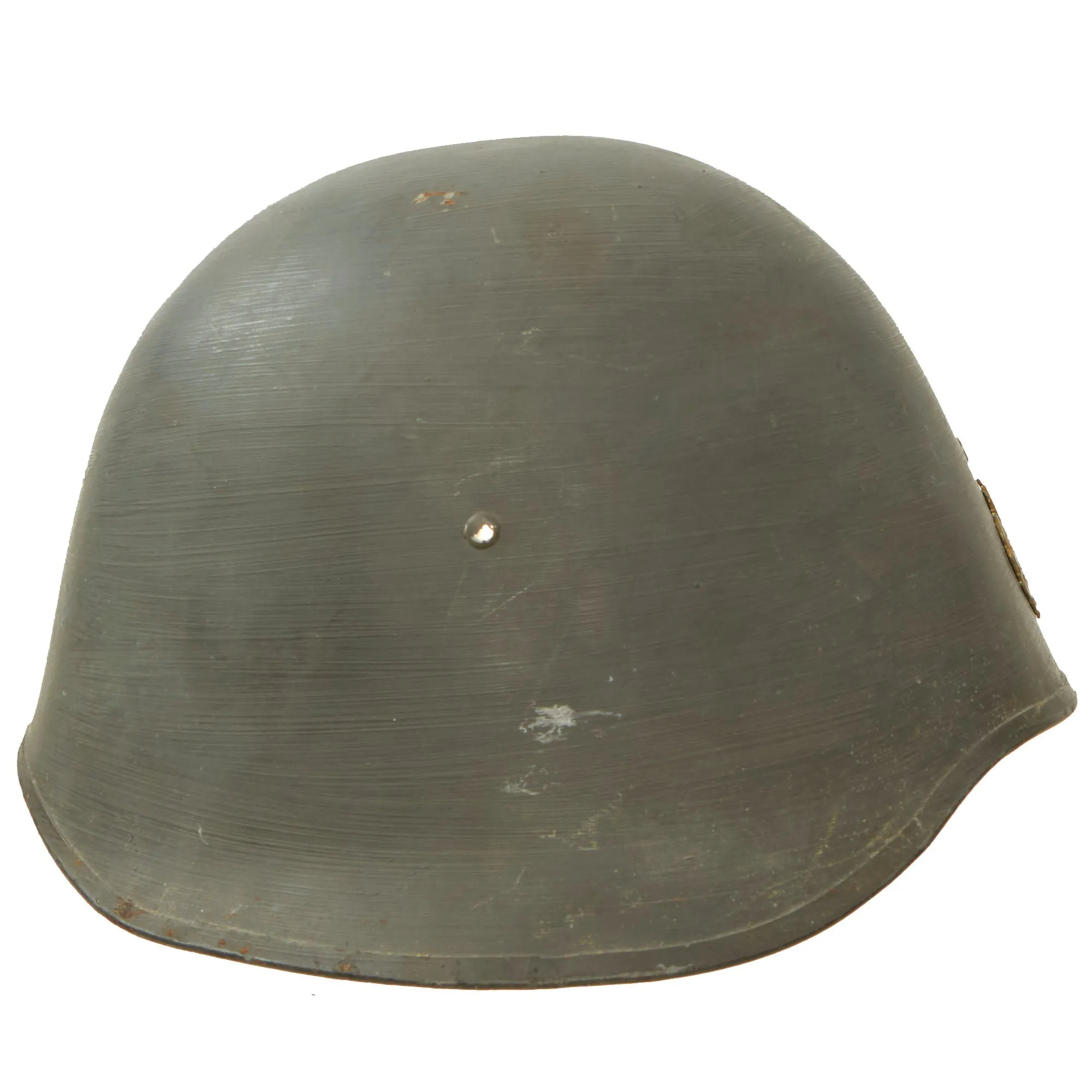 Original Danish WWI Model 1923 Steel Army Helmet Complete With Badge