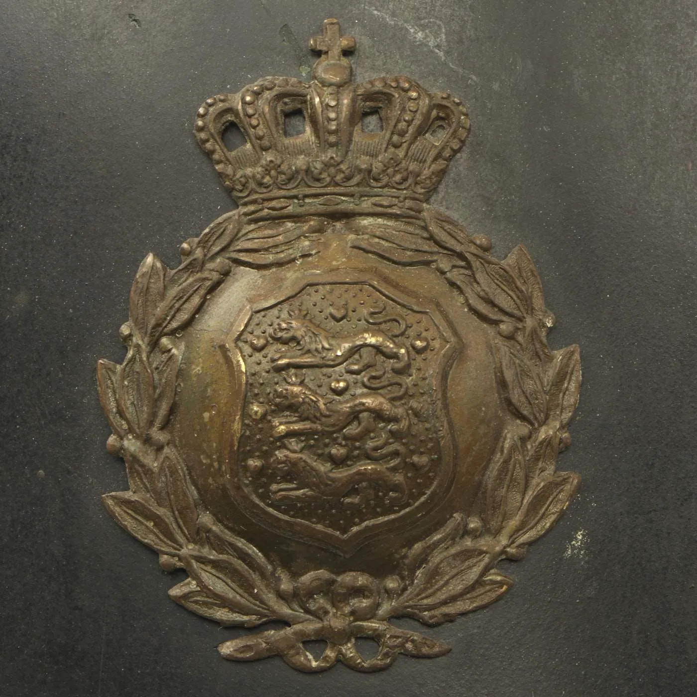 Original Danish WWI Model 1923 Steel Army Medic Helmet with Helmet Badge