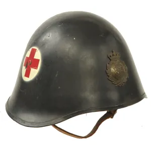 Original Danish WWI Model 1923 Steel Army Medic Helmet with Helmet Badge