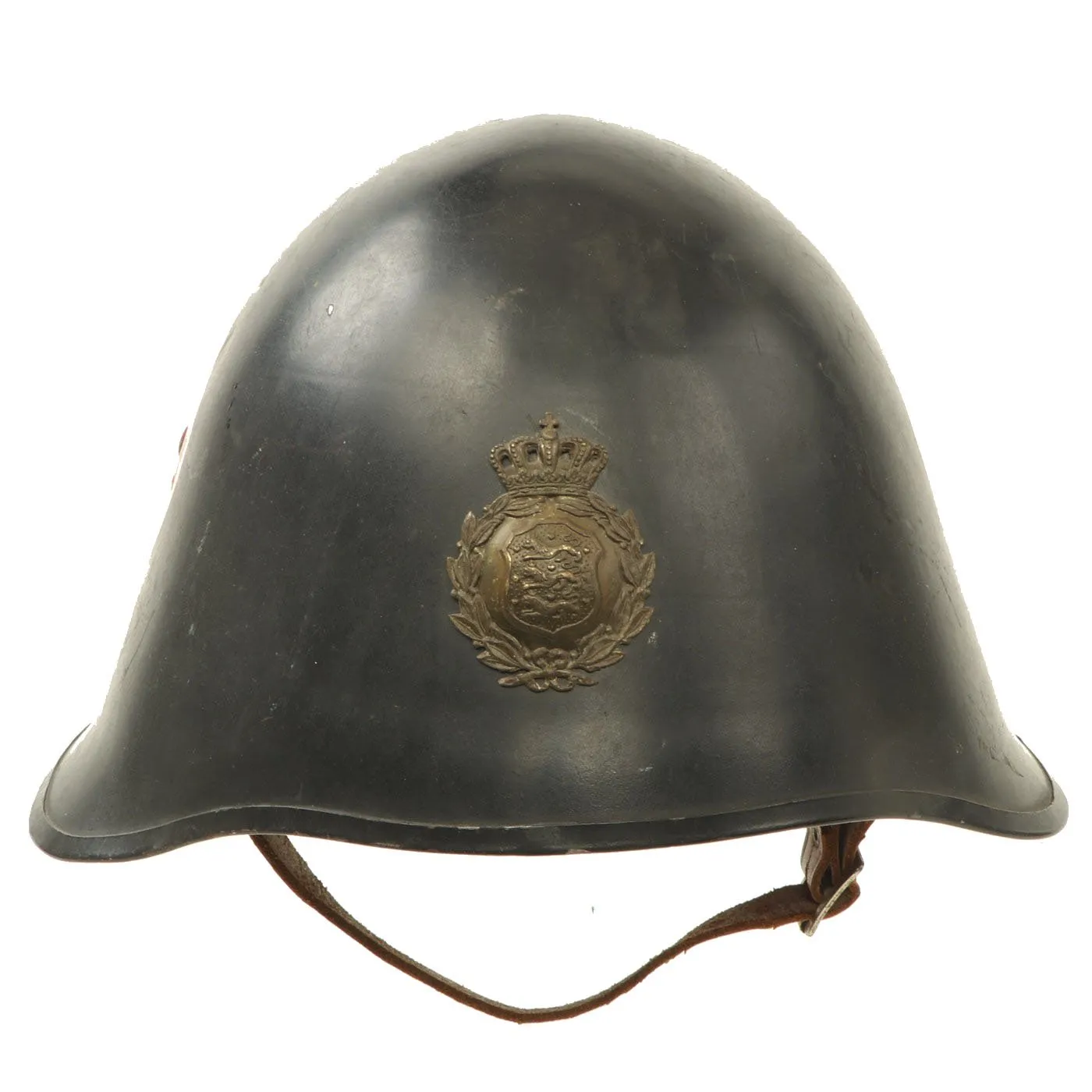 Original Danish WWI Model 1923 Steel Army Medic Helmet with Helmet Badge