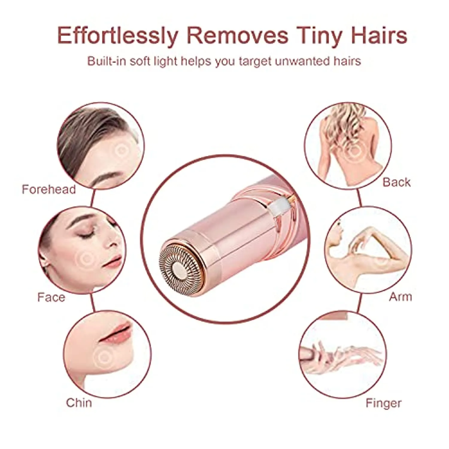 Painless Hair Removal for Women, Facial Hair Remover Devices Rechargeable, 2 x Replacement Heads Included, Best Womans Electric Face Shaver for Upper Lip, Chin, Mustache, with Flannel Bag by gurelax