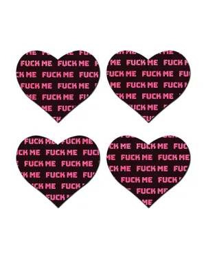 Pastease Petites Fuck Me Hearts - Black/pink O/s
