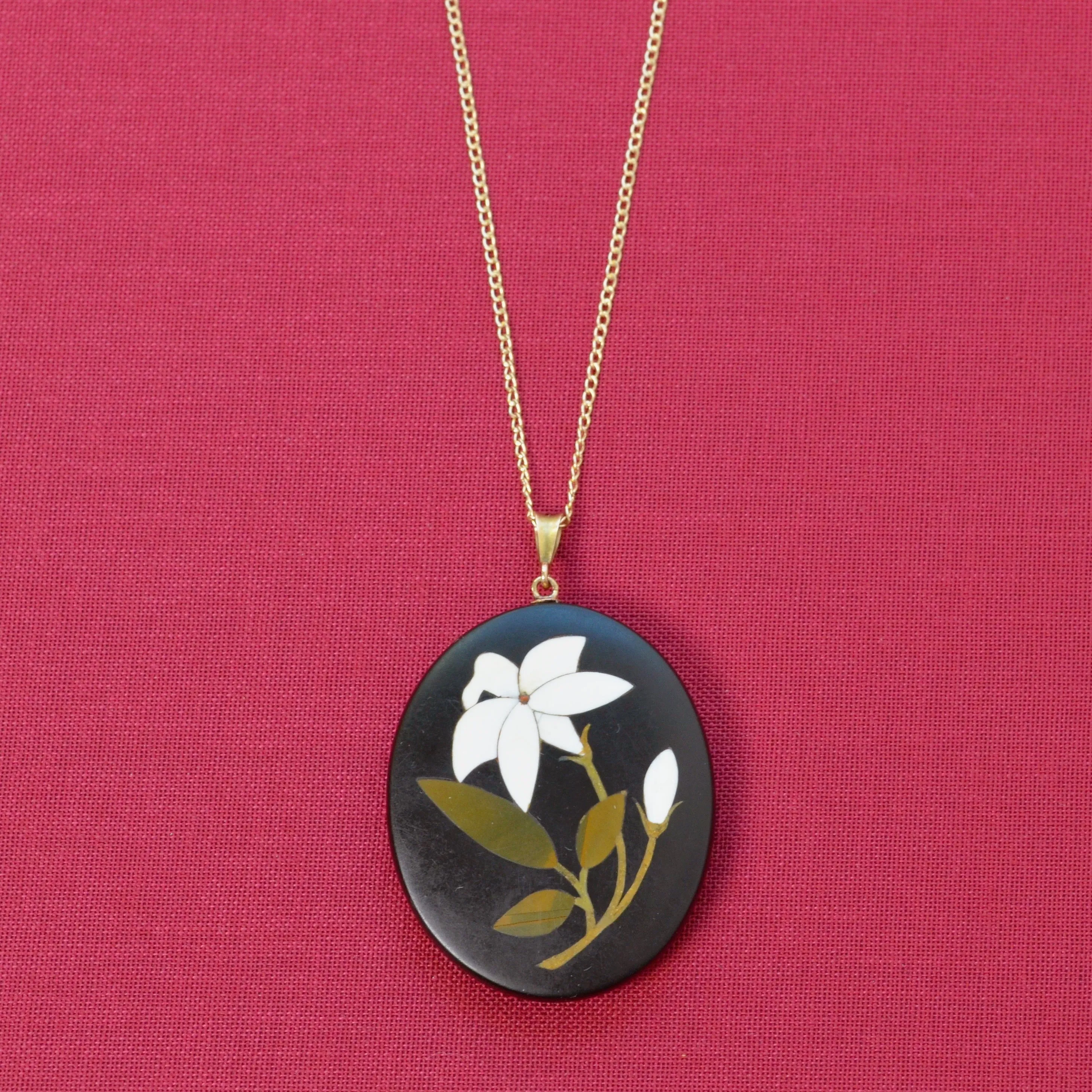 Pietra Dura Lily Necklace