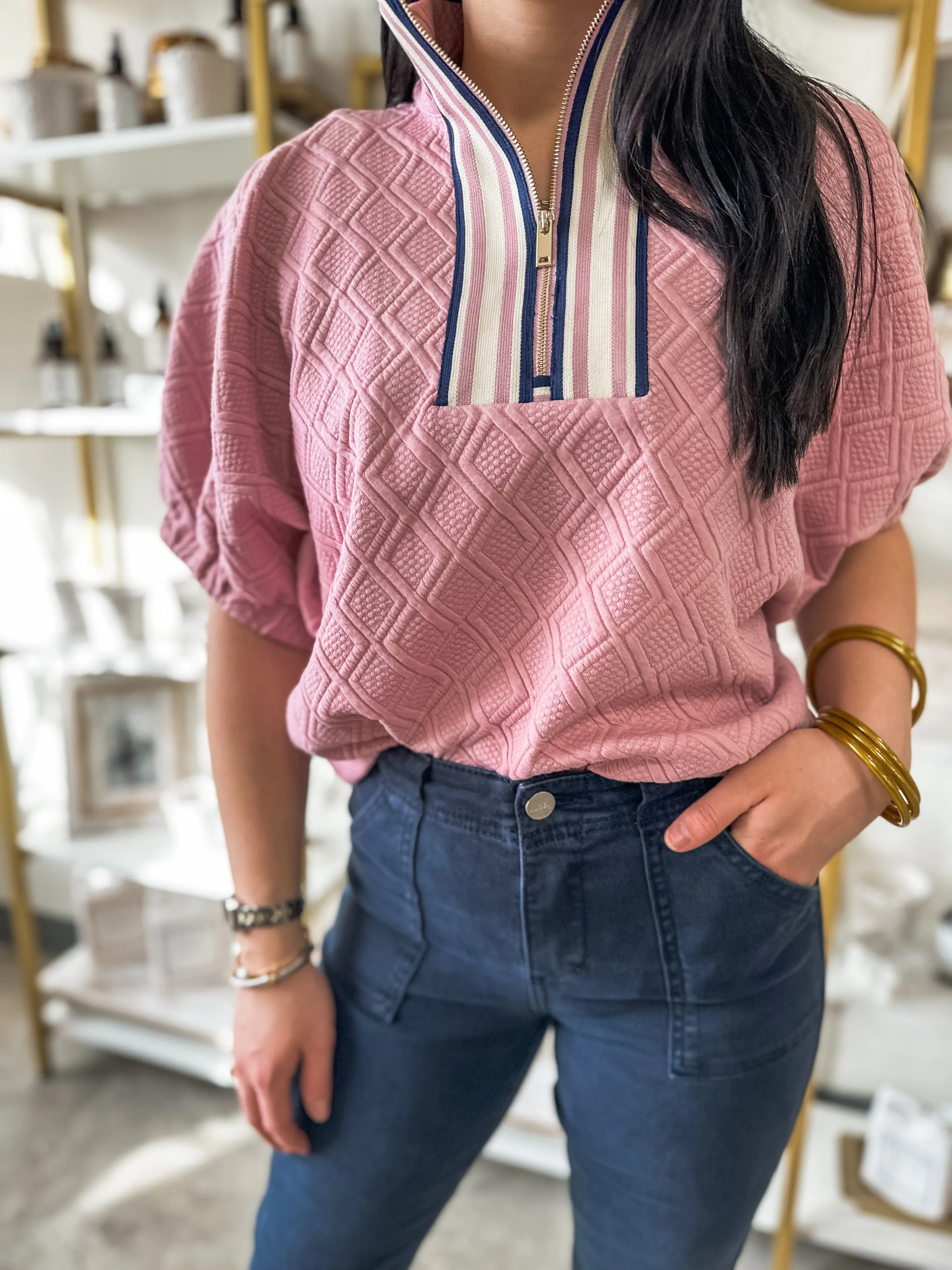Pink Prep & Proper Puff Sleeve Top