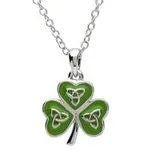 PlatinumWare Green Enamel Trinity Knot Shamrock Pendant