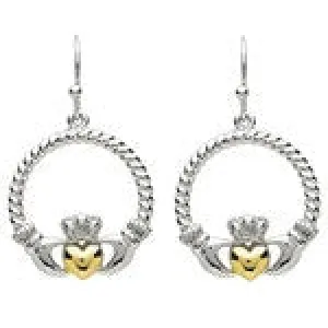 PlatinumWare Twist Claddagh Gold Heart Earrings
