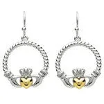 PlatinumWare Twist Claddagh Gold Heart Earrings