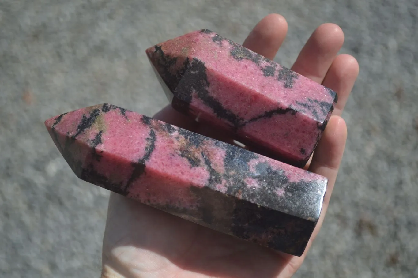 Polished Pink Rhodonite Points x 3 From Madagascar