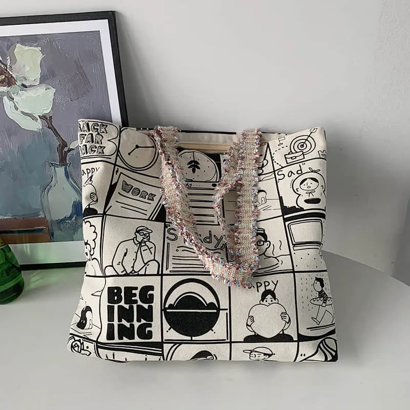 Printing Large capacity canvas bag, letter tote bag