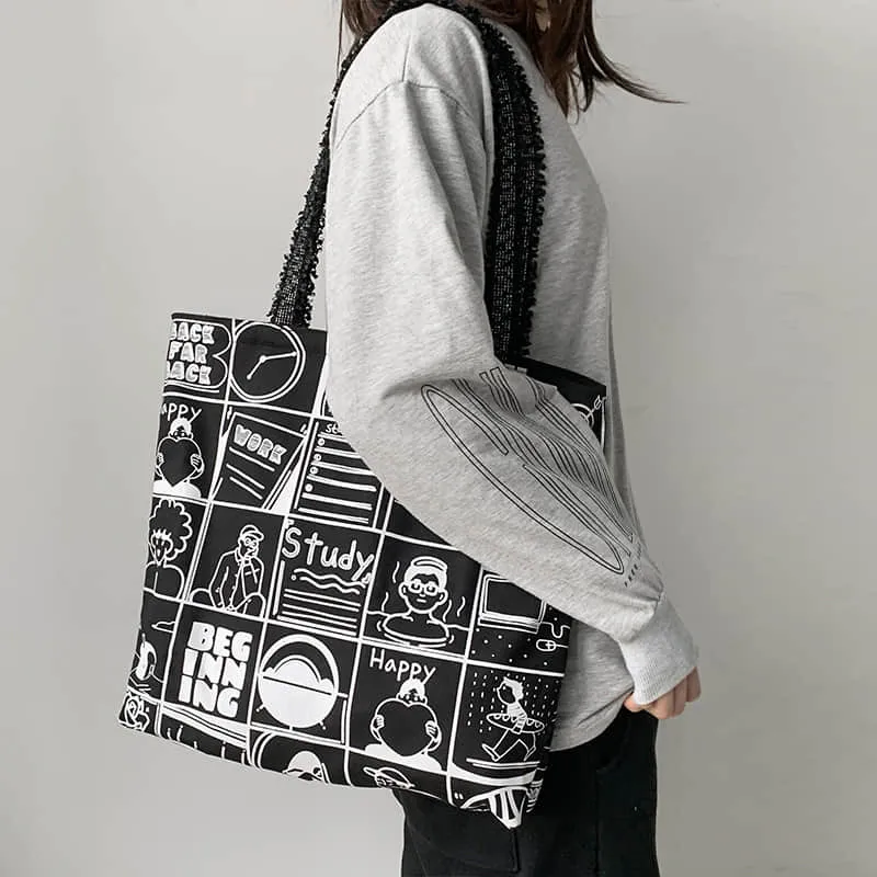 Printing Large capacity canvas bag, letter tote bag