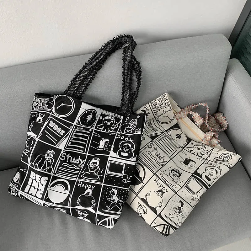 Printing Large capacity canvas bag, letter tote bag