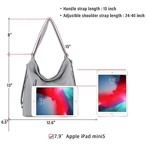 Purse for Women Convertible Backpack Purses and Handbags - Grey