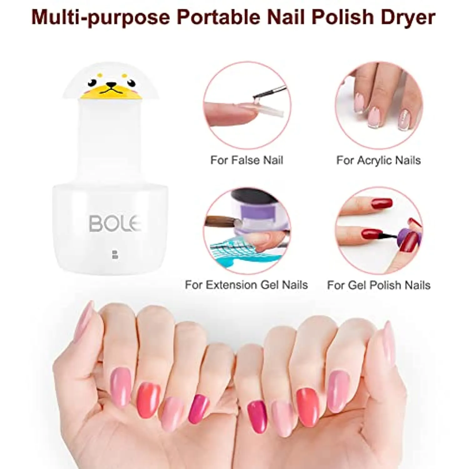 QUUREN Mini LED Nail Lamp, UV LED Light Nail Light Gel Nail Lamp 5W Nail Polish Dryer Mini Nail UV Lamp for Nail Glue Gel / Gel Polish / Poly Extension Gel with Type-C Cable for Single Finger (Puppy)