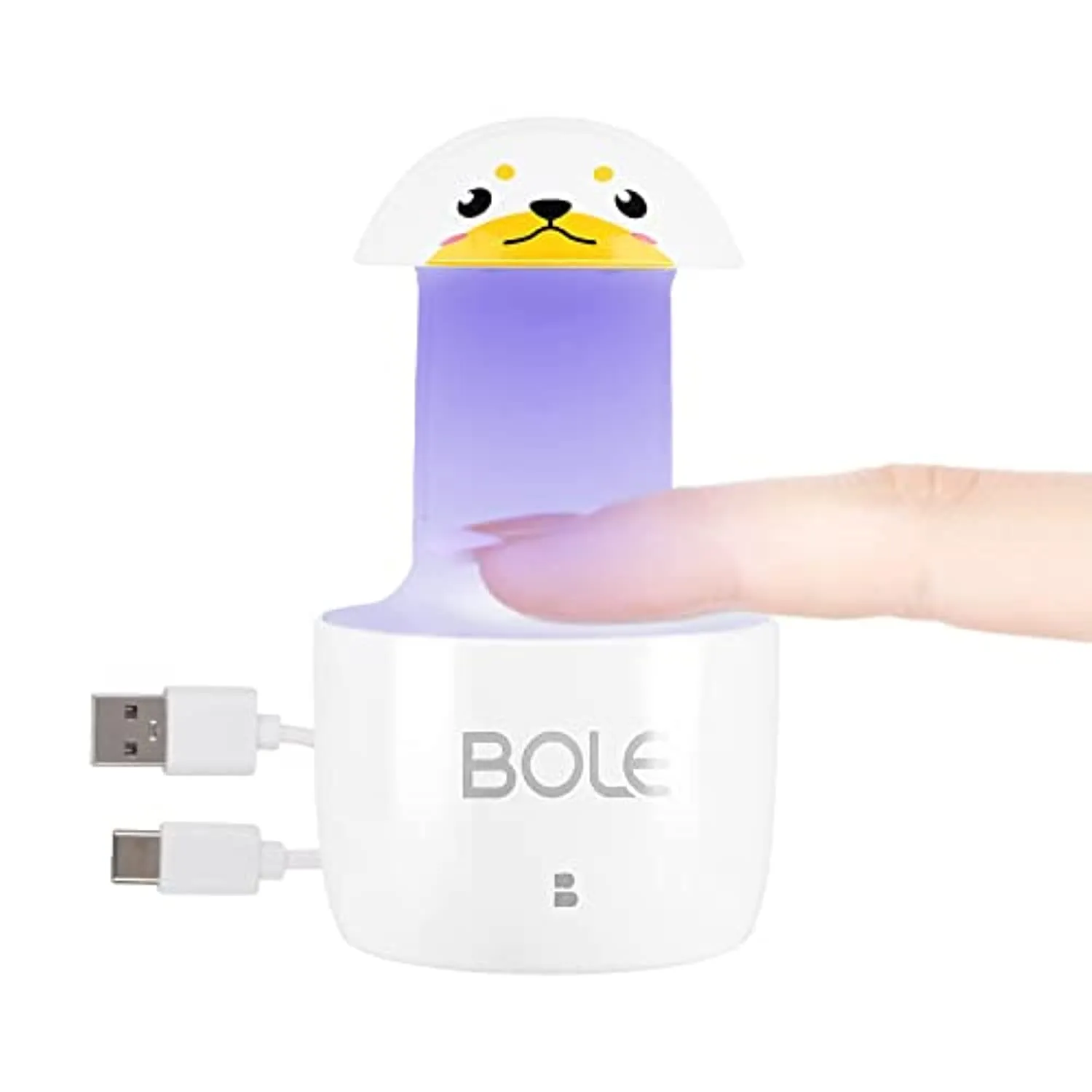 QUUREN Mini LED Nail Lamp, UV LED Light Nail Light Gel Nail Lamp 5W Nail Polish Dryer Mini Nail UV Lamp for Nail Glue Gel / Gel Polish / Poly Extension Gel with Type-C Cable for Single Finger (Puppy)