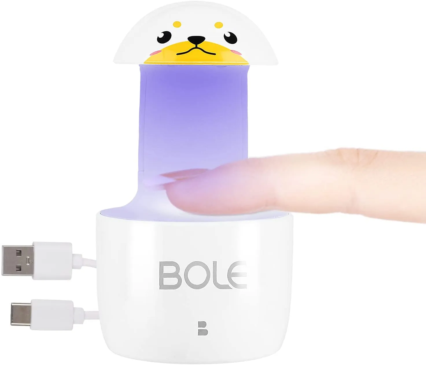 QUUREN Mini LED Nail Lamp, UV LED Light Nail Light Gel Nail Lamp 5W Nail Polish Dryer Mini Nail UV Lamp for Nail Glue Gel / Gel Polish / Poly Extension Gel with Type-C Cable for Single Finger (Puppy)
