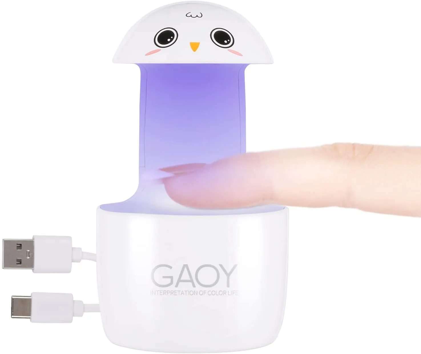 QUUREN Mini LED Nail Lamp, UV LED Light Nail Light Gel Nail Lamp 5W Nail Polish Dryer Mini Nail UV Lamp for Nail Glue Gel / Gel Polish / Poly Extension Gel with Type-C Cable for Single Finger (Puppy)