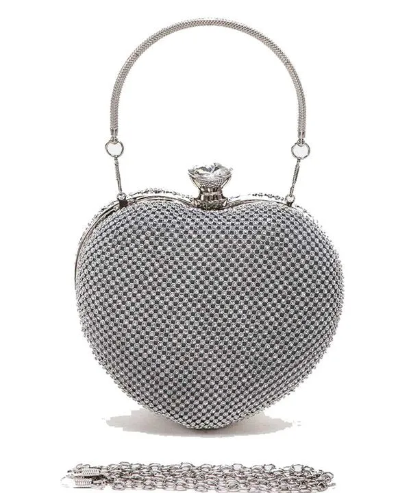 Rhinestone Heart Shaped Clutch