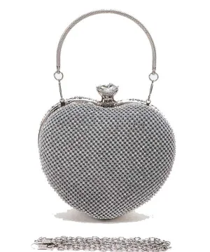Rhinestone Heart Shaped Clutch
