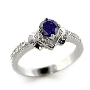 Rhodium 925 Sterling Silver Ring with AAA Grade CZ in Tanzanite for Women Style 8X006