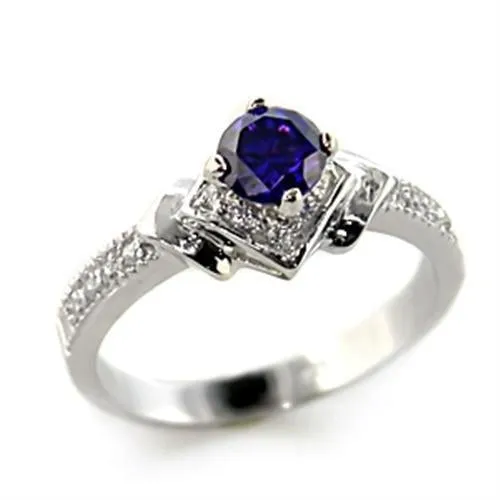 Rhodium 925 Sterling Silver Ring with AAA Grade CZ in Tanzanite for Women Style 8X006