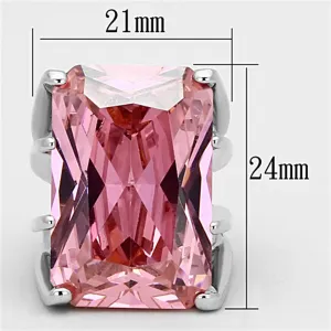 Rhodium Brass Ring with AAA Grade CZ in Rose for Women Style LOA921