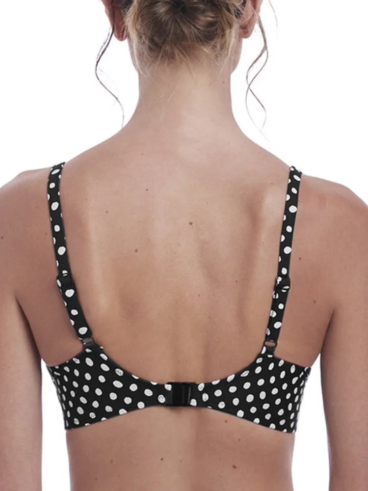 Santa Monica Gathered Bikini Top - Black/White