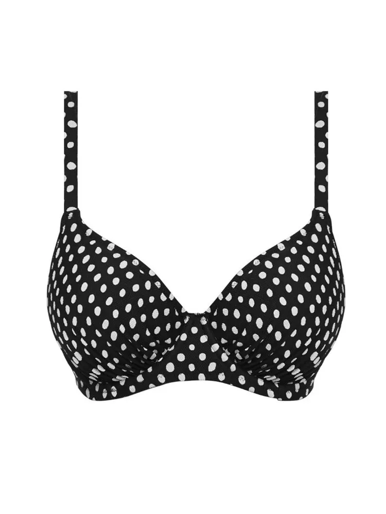 Santa Monica Gathered Bikini Top - Black/White