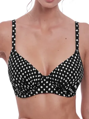 Santa Monica Gathered Bikini Top - Black/White