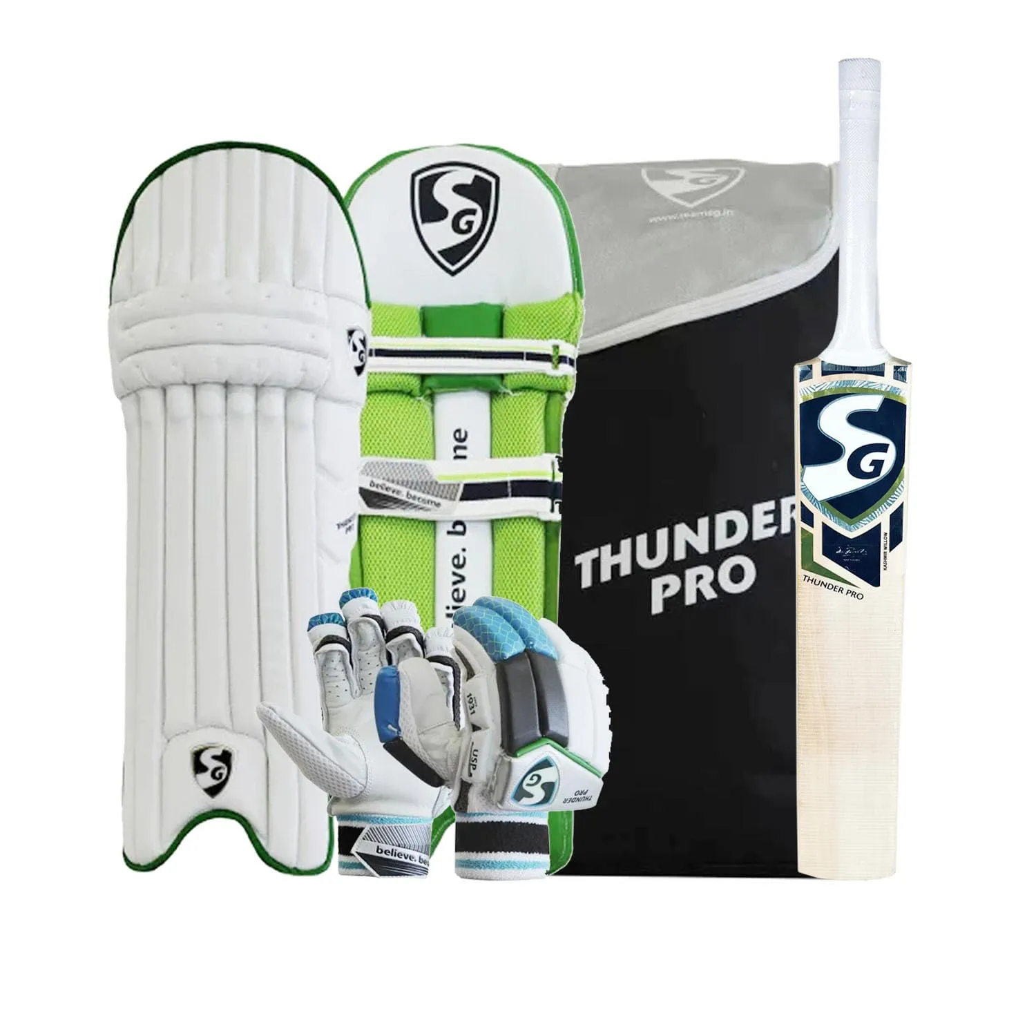 SG Thunder Pro Kashmir Willow Cricket Kit - Assorted Color