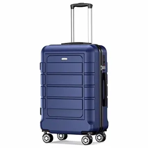 SHOWKOO Carry-On Luggage PC ABS Durable Hardside Suitcase with Spinner Wheels TSA LOCK, 20-Inch, Blue