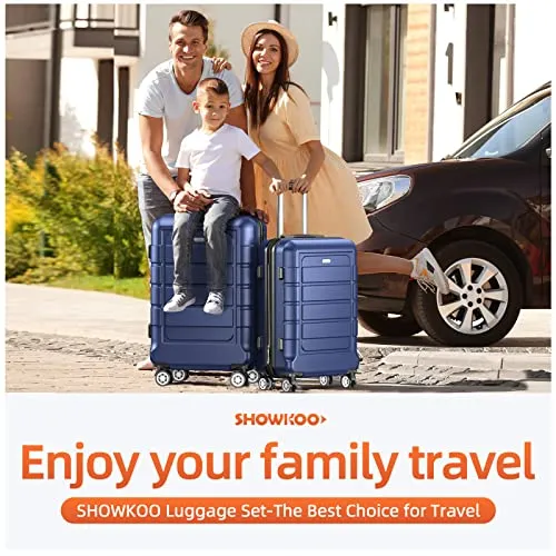 SHOWKOO Carry-On Luggage PC ABS Durable Hardside Suitcase with Spinner Wheels TSA LOCK, 20-Inch, Blue