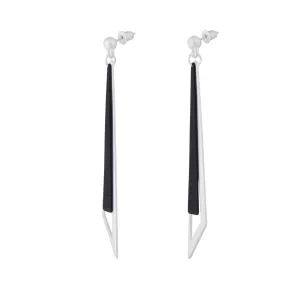 Silver Geometric Stud With Matte Black Feature