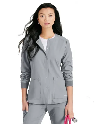 SKECHERS™ by Barco Stability 2-Pocket Crewneck Snap-Front Scrub Jacket