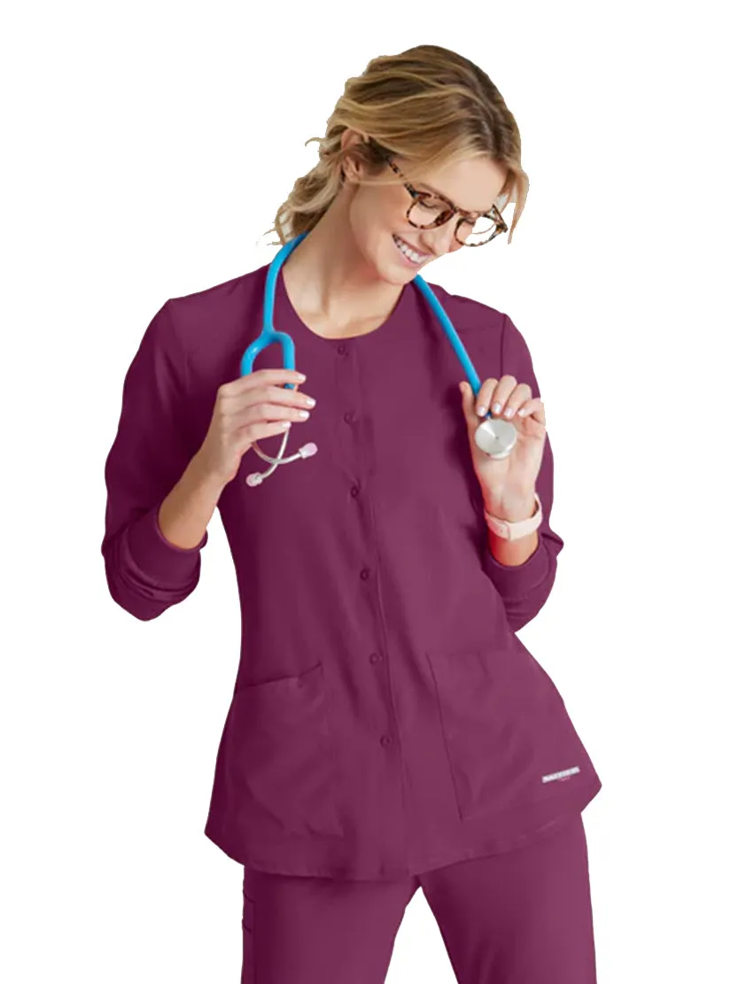 SKECHERS™ by Barco Stability 2-Pocket Crewneck Snap-Front Scrub Jacket