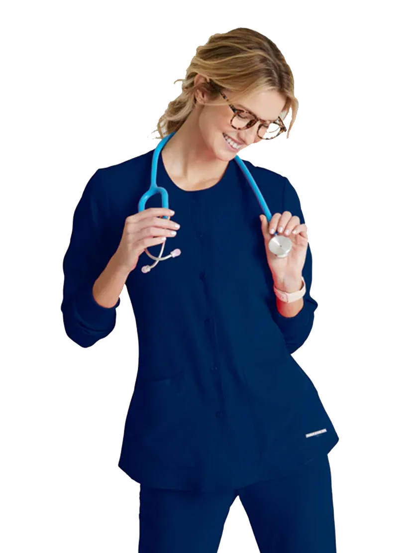 SKECHERS™ by Barco Stability 2-Pocket Crewneck Snap-Front Scrub Jacket