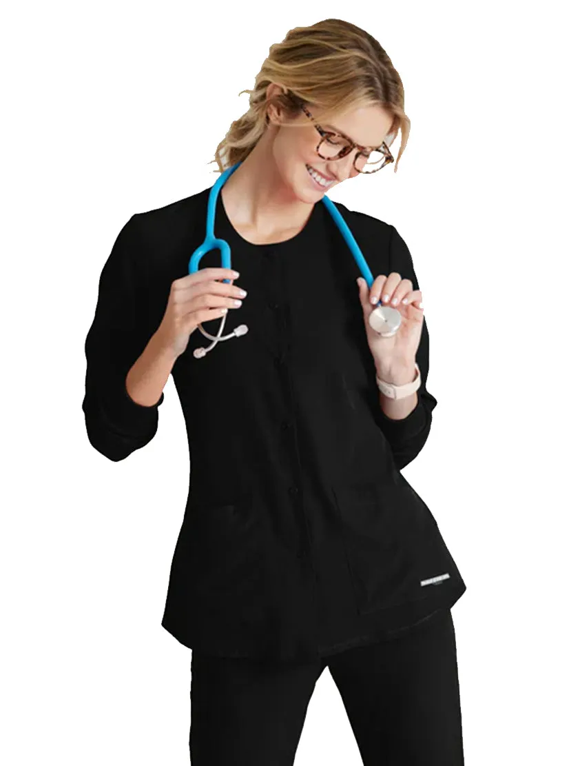 SKECHERS™ by Barco Stability 2-Pocket Crewneck Snap-Front Scrub Jacket