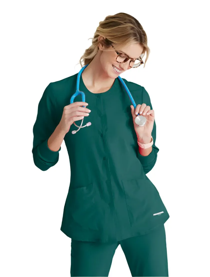SKECHERS™ by Barco Stability 2-Pocket Crewneck Snap-Front Scrub Jacket