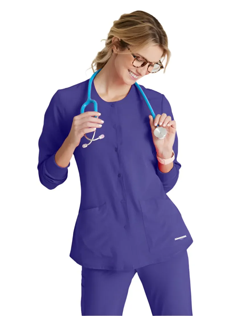 SKECHERS™ by Barco Stability 2-Pocket Crewneck Snap-Front Scrub Jacket