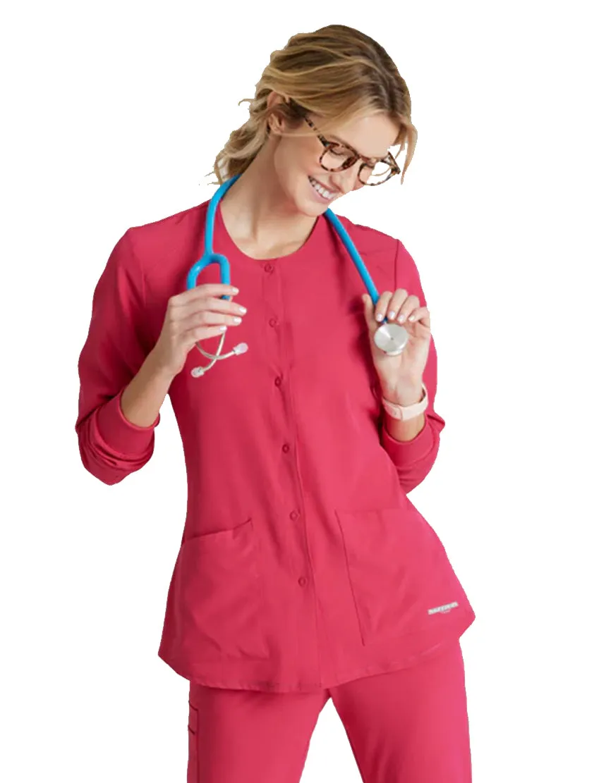SKECHERS™ by Barco Stability 2-Pocket Crewneck Snap-Front Scrub Jacket