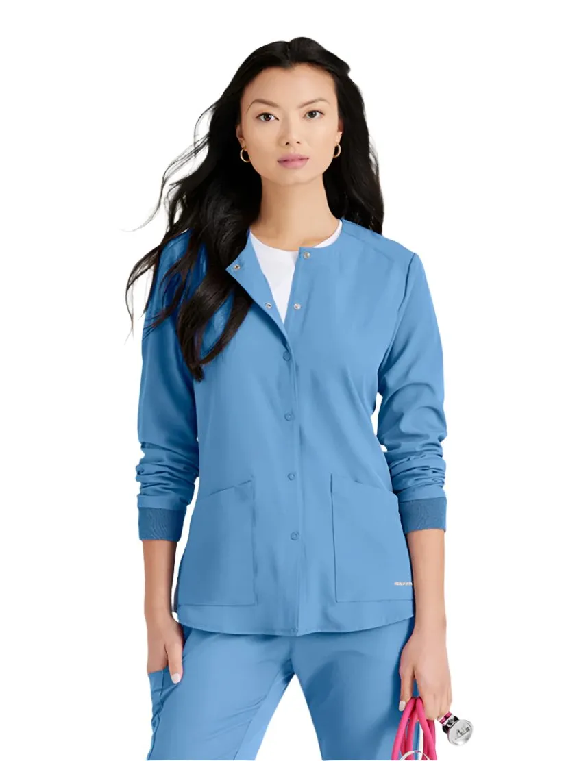 SKECHERS™ by Barco Stability 2-Pocket Crewneck Snap-Front Scrub Jacket