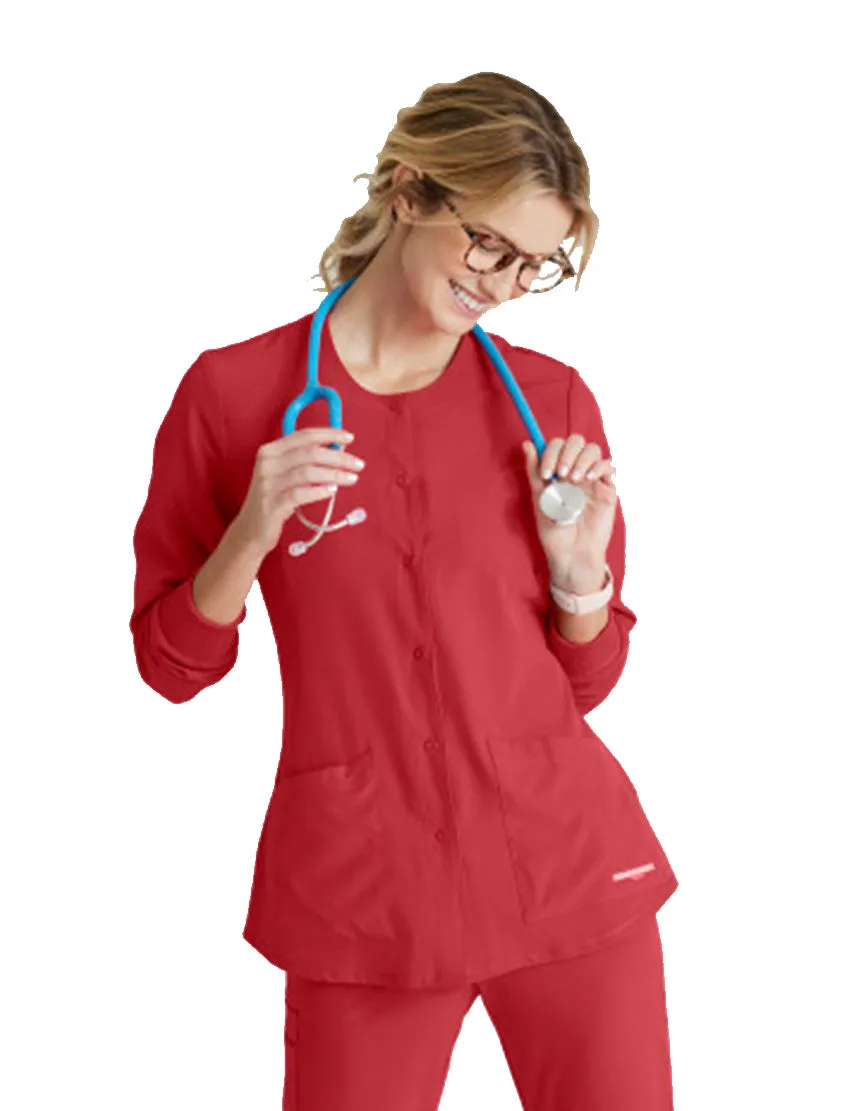 SKECHERS™ by Barco Stability 2-Pocket Crewneck Snap-Front Scrub Jacket