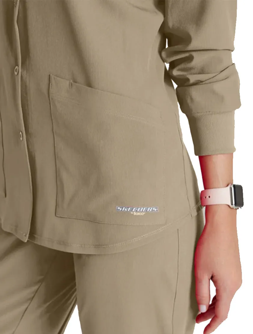 SKECHERS™ by Barco Stability 2-Pocket Crewneck Snap-Front Scrub Jacket