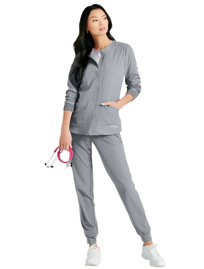 SKECHERS™ by Barco Stability 2-Pocket Crewneck Snap-Front Scrub Jacket