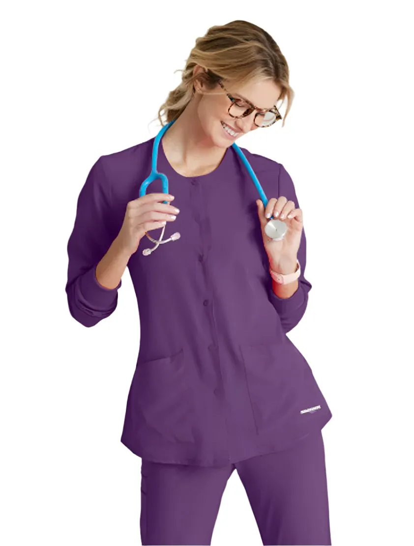 SKECHERS™ by Barco Stability 2-Pocket Crewneck Snap-Front Scrub Jacket
