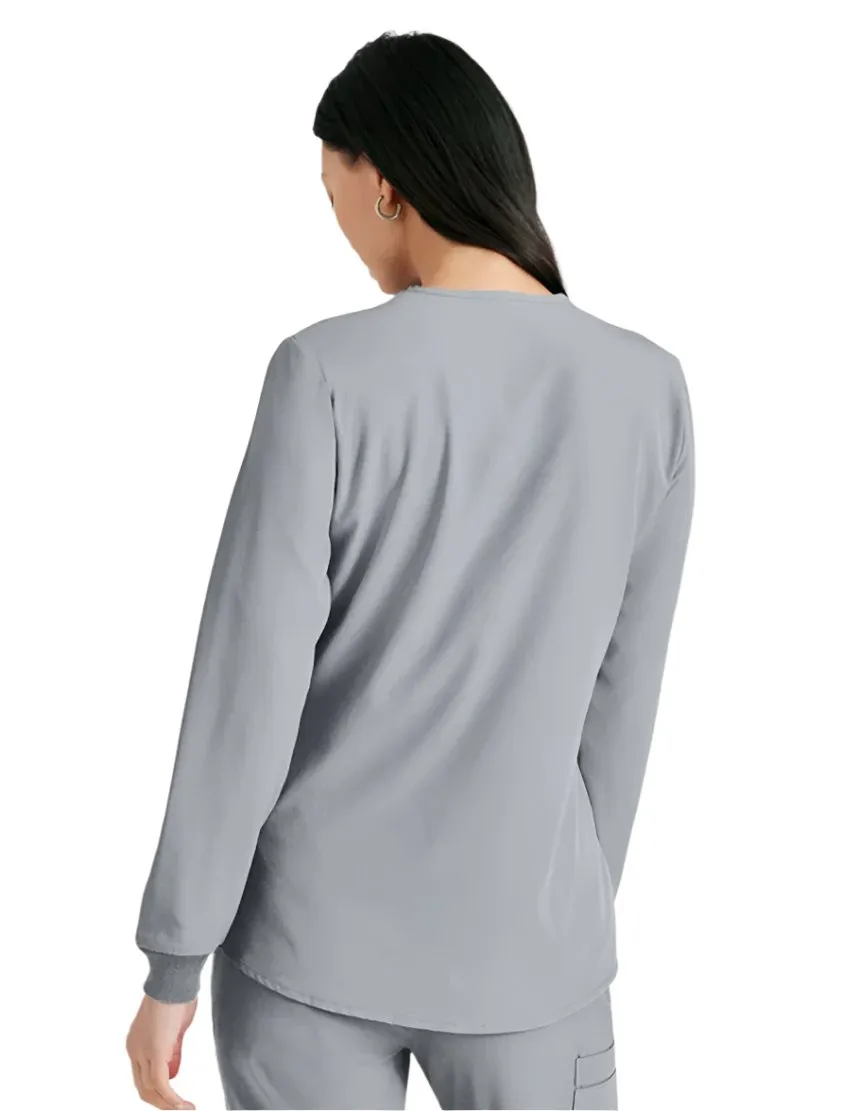 SKECHERS™ by Barco Stability 2-Pocket Crewneck Snap-Front Scrub Jacket
