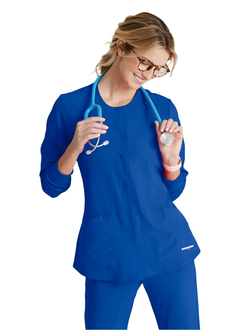 SKECHERS™ by Barco Stability 2-Pocket Crewneck Snap-Front Scrub Jacket