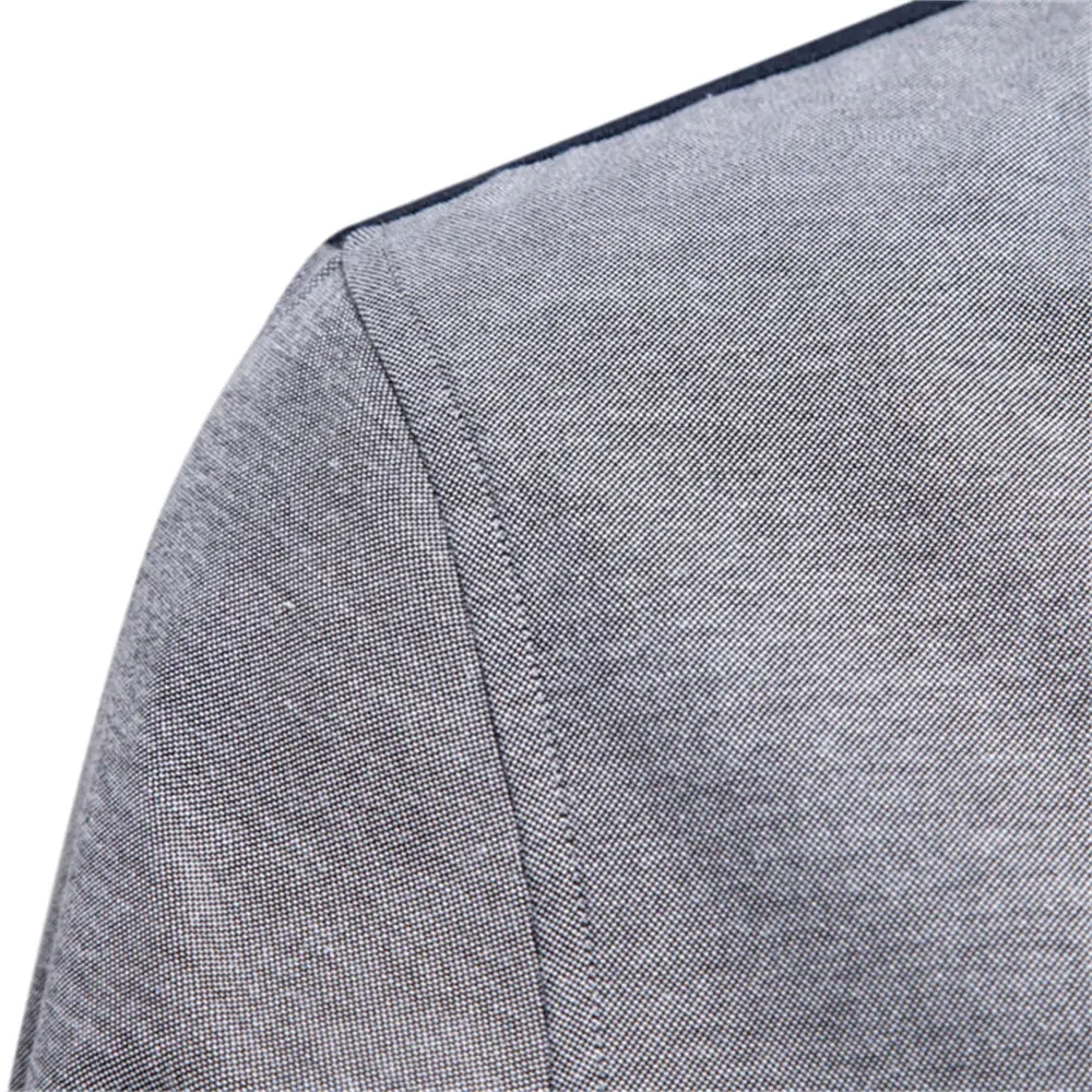 Spring Patchwork Oxford Shirt for Men Casual Wear Cotton Blend Pocket Mens Shirts